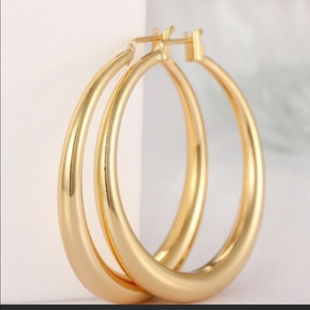 18K Gold Plated Italian Hoops Earrings, NICE EARRINGS, CUTE EARRINGS - Picture 1 of 2